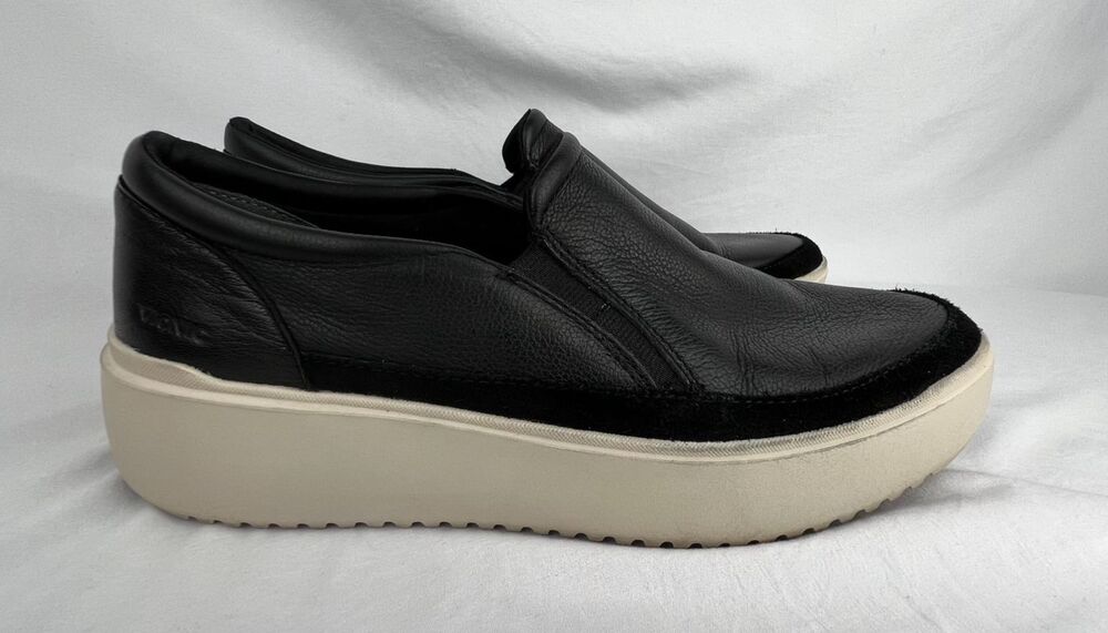 Vionic Kearny Black Leather Platform Slip On Sneakers Womens 8